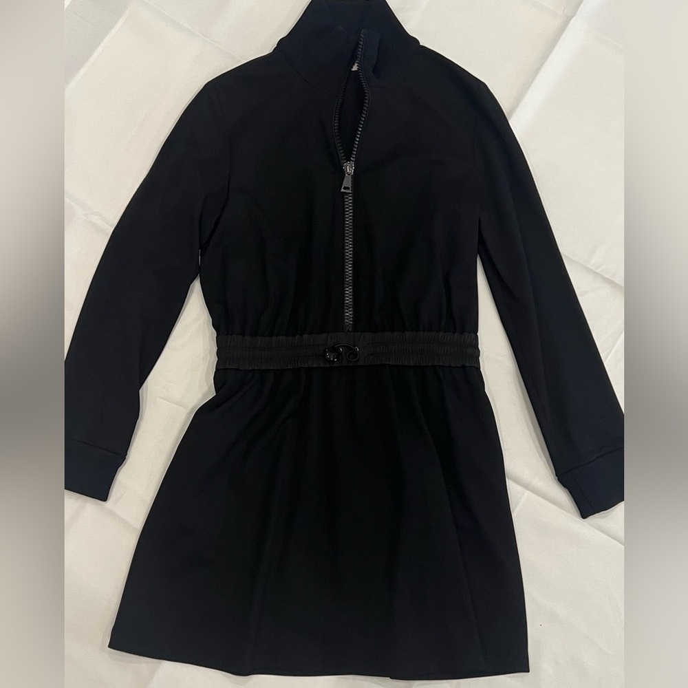 Moncler Half Zip Long Sleeve Black Dress